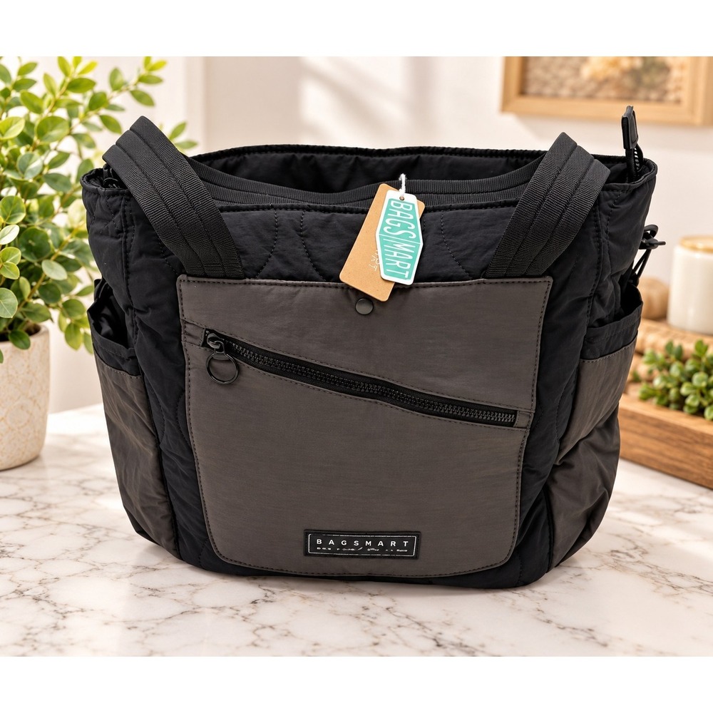 BAGSMART Paz 23L Tote Bag Everyday Travel Carry On Work Gym Pockets Laptop Black